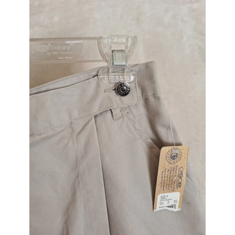 Y2K Denim Canvas Skort Cherokee Womans 6 Khaki Wrap Front Retro Cargo Hiking NWT